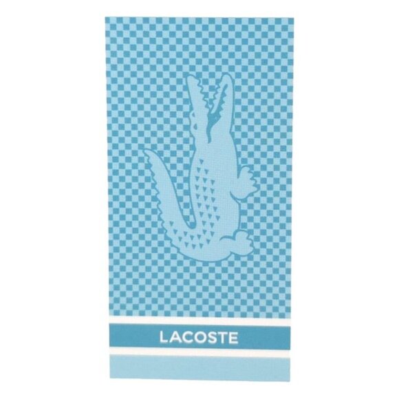 NWT LACOSTE CROC LOGO PLAID BLUE BEACH‎ TOWEL 100% COTTON 36” x 72”